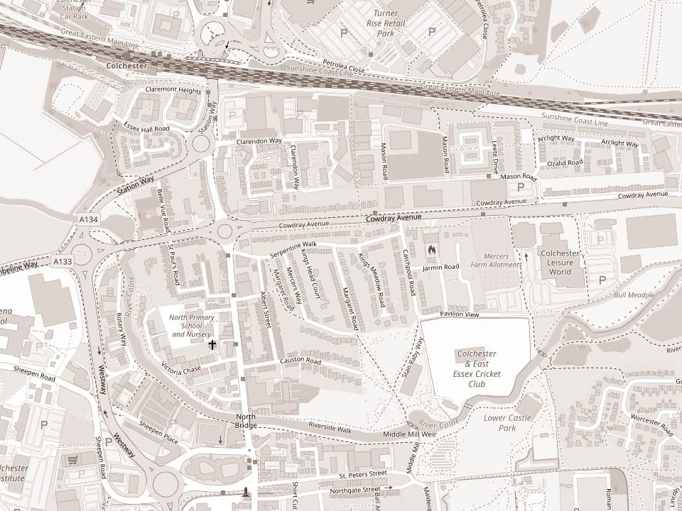 Map showing Beauty at Number 2, 2 Margaret Road, Colchester, CO1 1RZ